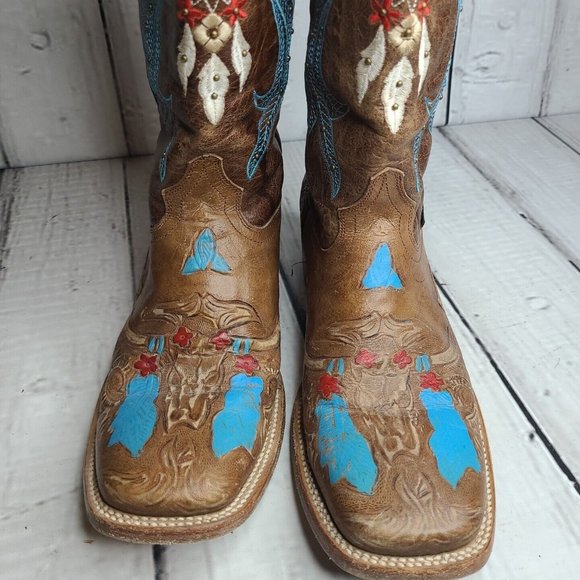Cruzalta Womens Boots Hand Tooled Design Size 9-9.5 Nice Condition - Picture 3 of 12
